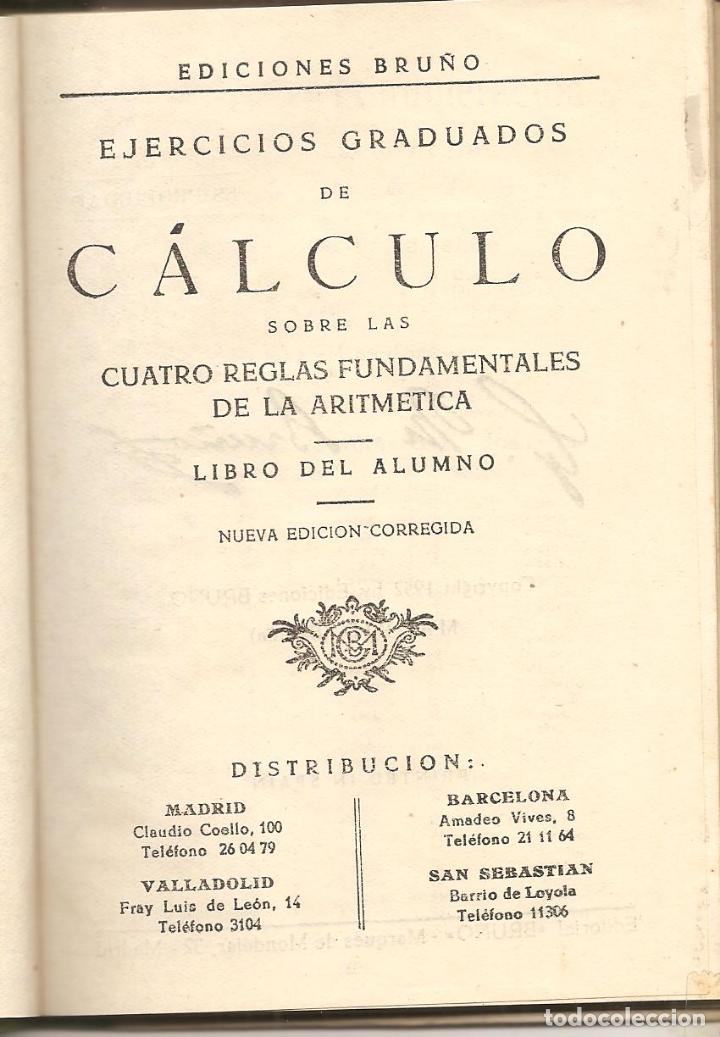 Libros: LIBRO, EJERCICIOS DE CALCULO, EDICIONES BRU&Ntilde;O, 1952 - Foto 2