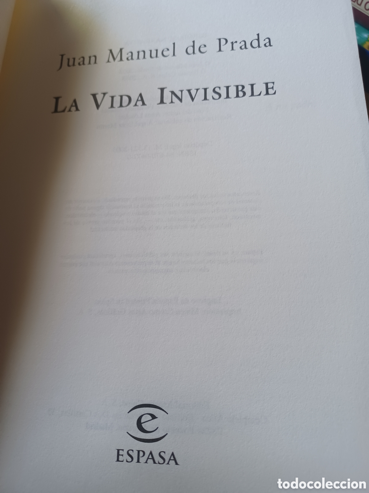 Libros: Barybook C33 . La vida invisible Juan Manuel de Prada Espasa - Foto 3