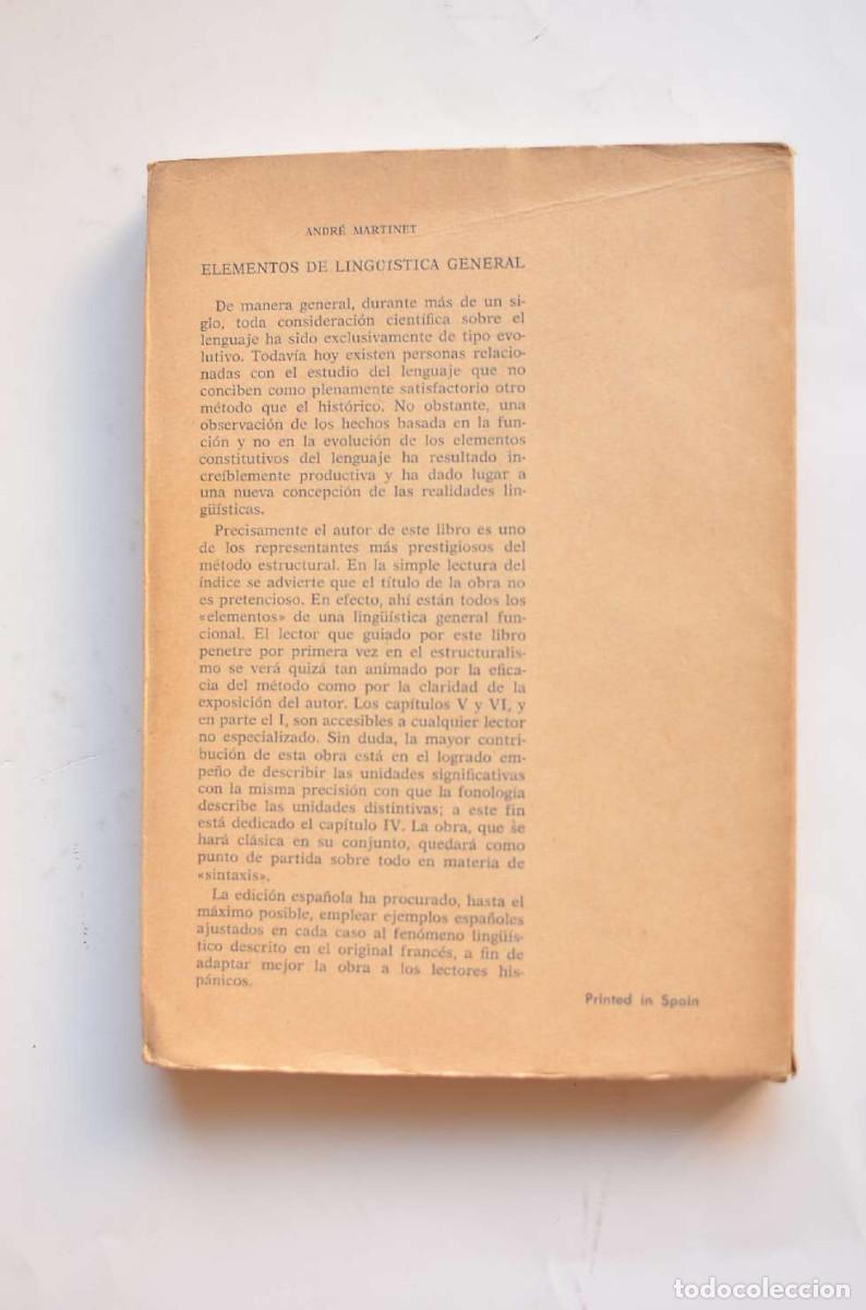 Libros: Elementos de lig&uuml;&iacute;stica general - MARTINET, Andr&eacute; - Foto 3