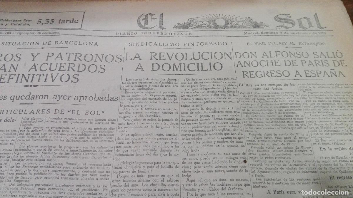 books: DIARIO EL SOL (DIARIO INDEPENDIENTE) A&Ntilde;O III N&ordm; 704- DOMINGO 9 DE NOVIEMBRE DE 1919