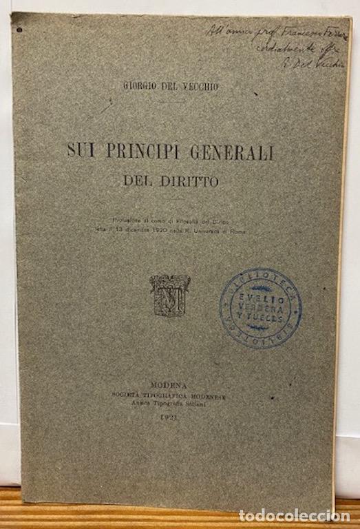 Libros: SUI PRINCIPI GENERALI DEL DIRITTO - VECCHIO, Giorgio del