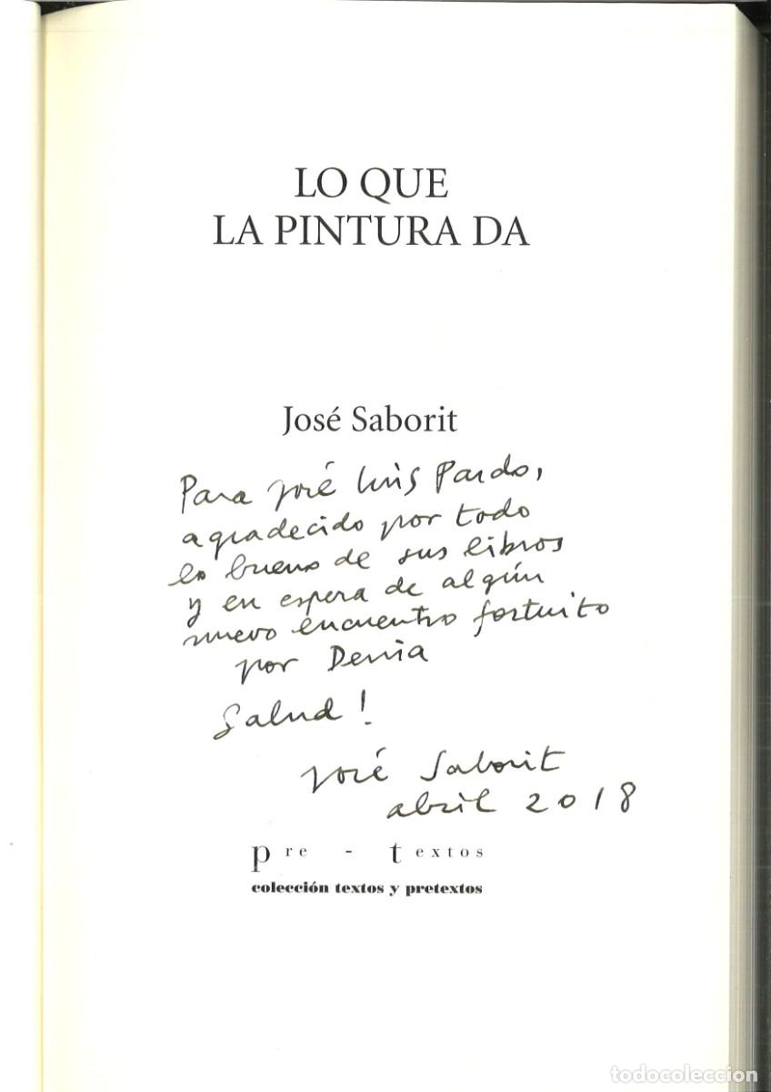 Libros: LO QUE LA PINTURA DA. Jos&eacute; Saborit - Foto 2