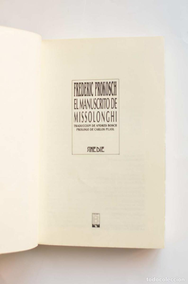 Libros: El manuscrito de Missolonghi - PROKOSCH, Frederic - Foto 2