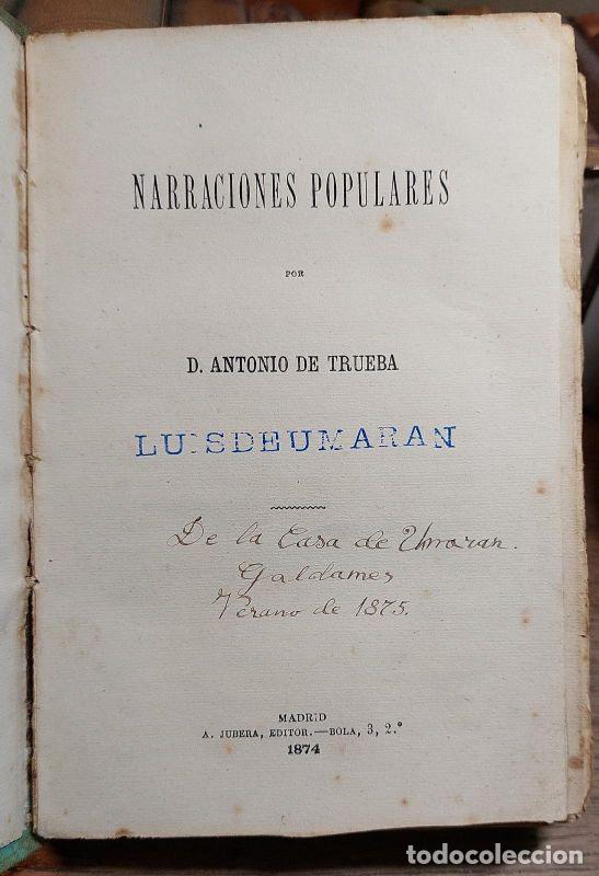 Libros: NARRACIONES POPULARES. - TRUEBA, Antonio de. - Foto 2