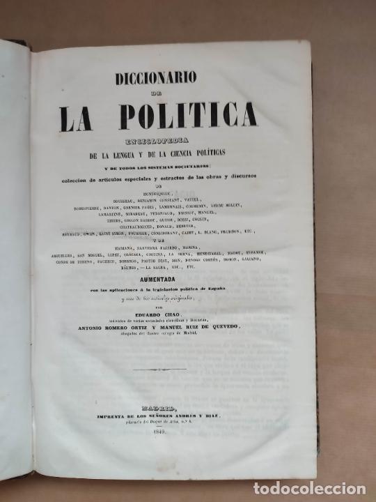 Libros: Diccionario de la pol&iacute;tica. - &rdquo;Eduardo Chao, Antonio Romero Ort&iacute;z y Manuel Ruiz de Quevedo.&rdquo;