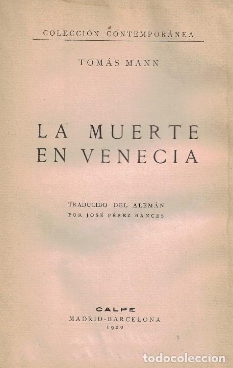 Libros: LA MUERTE EN VENECIA. - Mann. Tom&aacute;s, - Foto 1