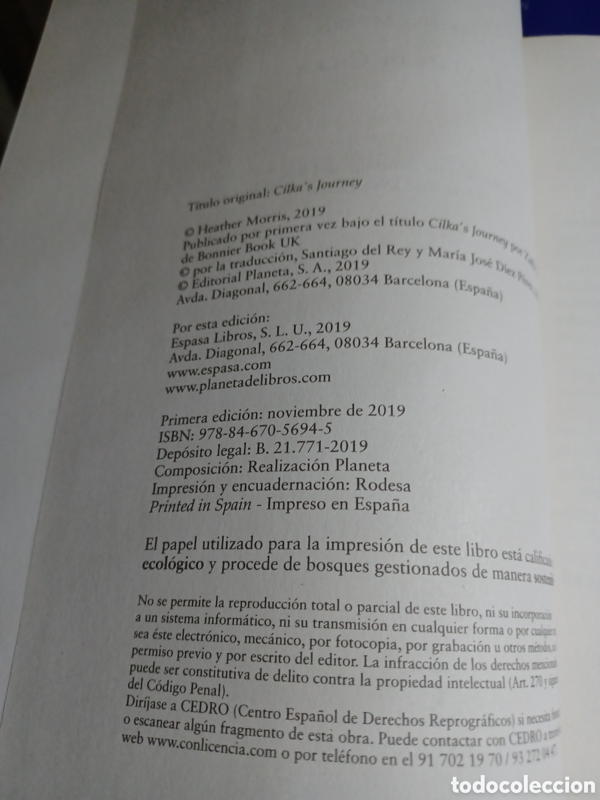 Libros: Barybook C41. El viaje de cilka Espasa Heather Morris - Foto 4