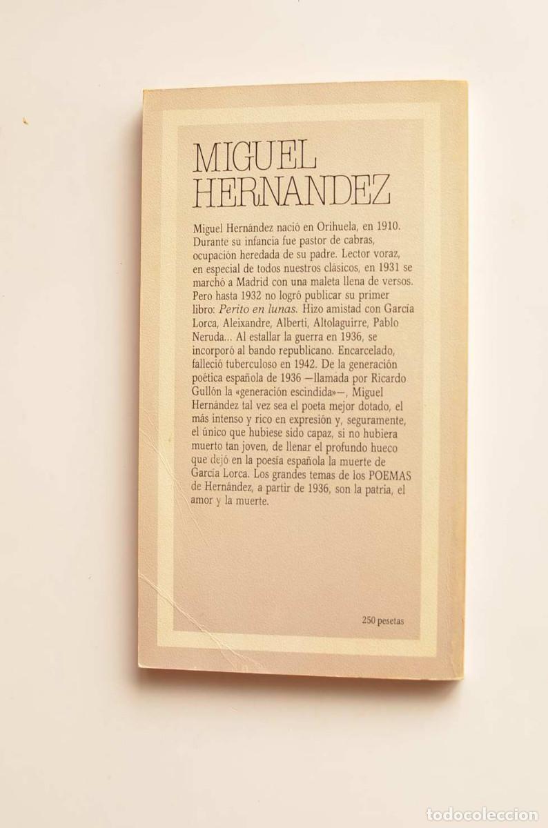 Libros: Miguel Hern&aacute;ndez. Poemas - HERN&Aacute;NDEZ, Miguel - Foto 4