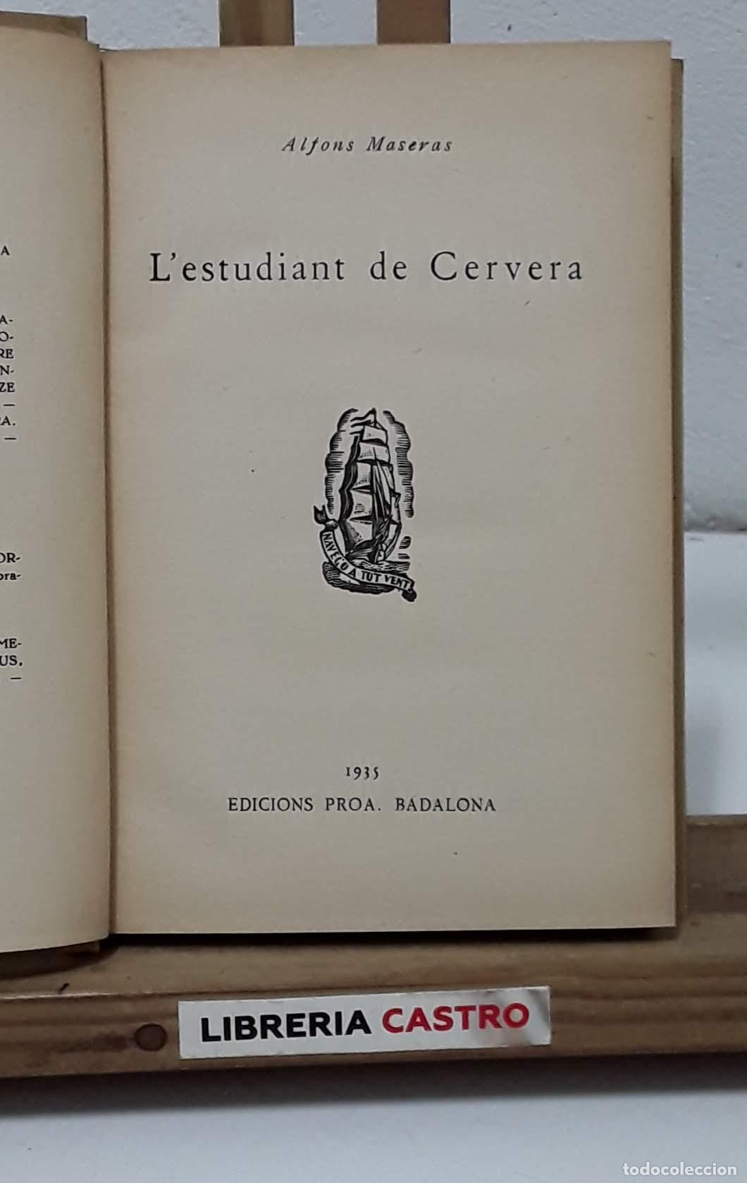 Libros: Lestudiant de Cervera - Alfons Maseras - Foto 1