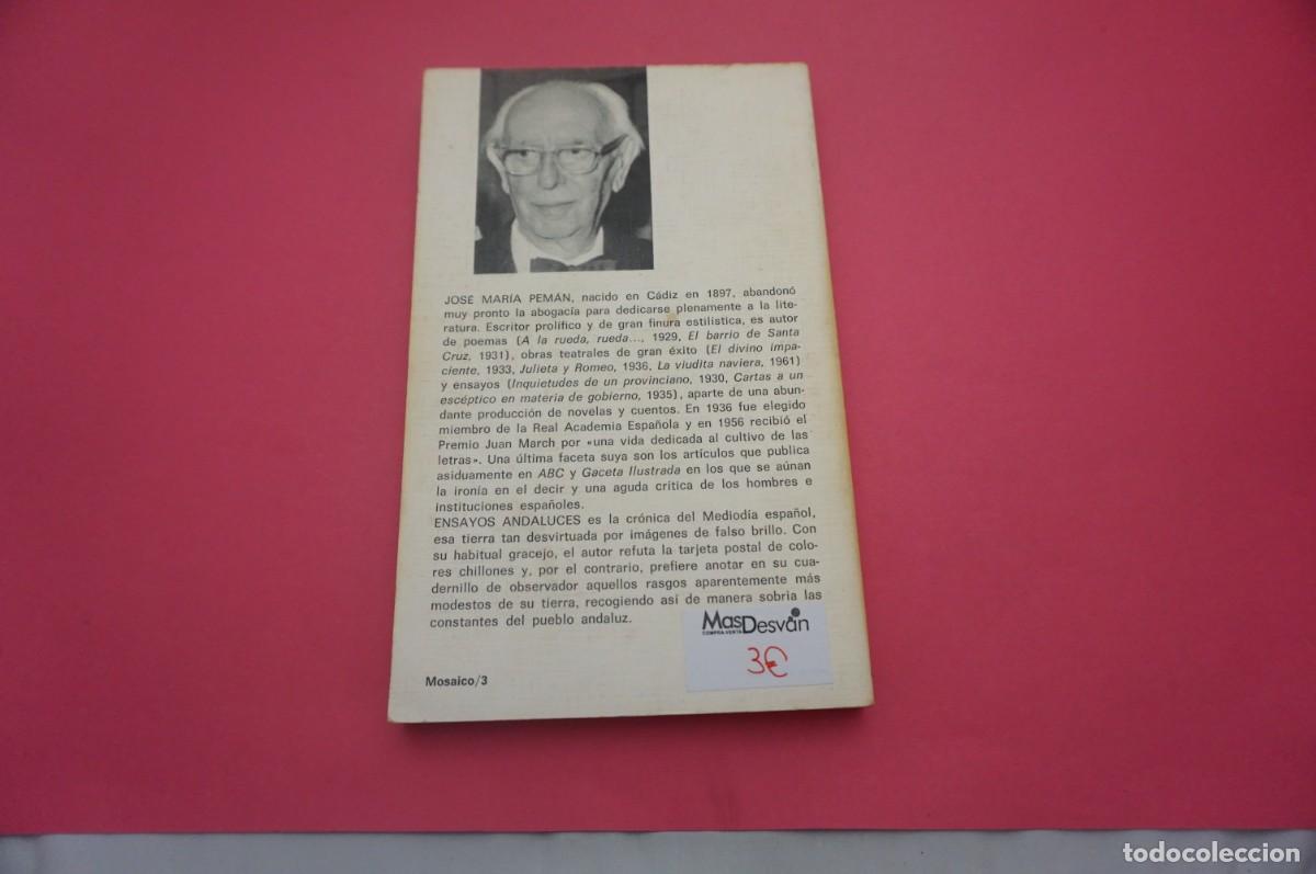Libros: 5A/ ENSAYOS ANDALUCES - JOSE M&ordf; PEMAN / EDITORIAL PLANETA - Foto 5
