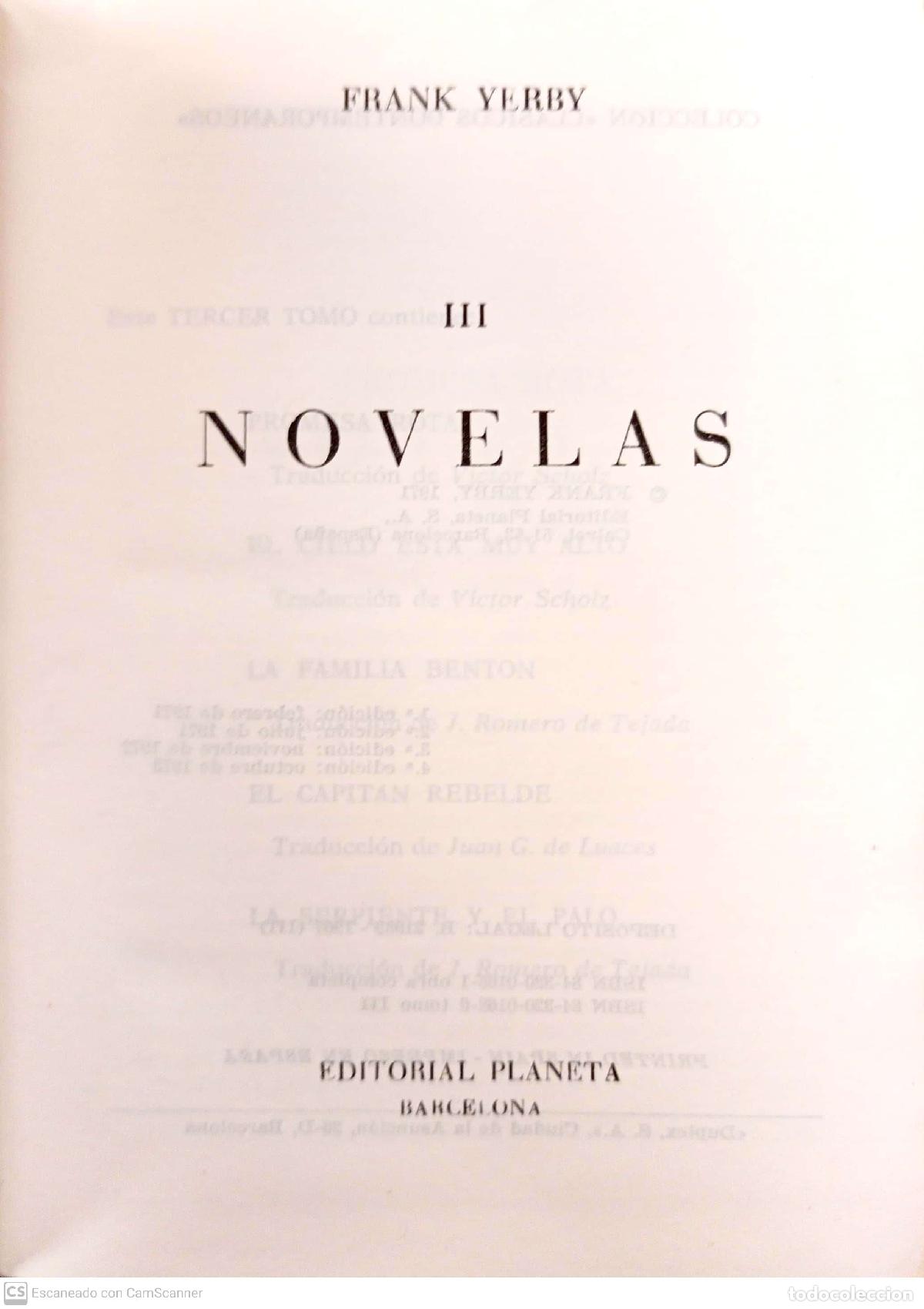 Libros: Novelas III - Frank Yerby - Foto 2