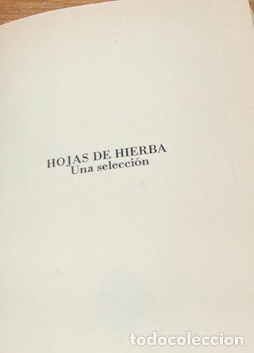 Libros: HOJAS DE HIERBA. Una selecci&oacute;n - WALT WHITMAN - Foto 2