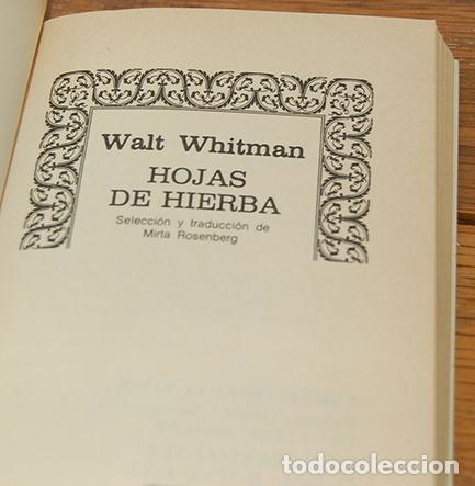 Libros: HOJAS DE HIERBA. Una selecci&oacute;n - WALT WHITMAN - Foto 5