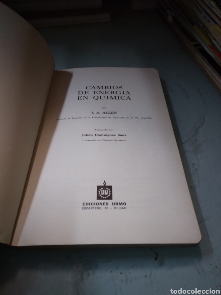 Libros: Cambios de energ&iacute;a en qu&iacute;mica, JA.Allen, Ediciones Urmo - Foto 2