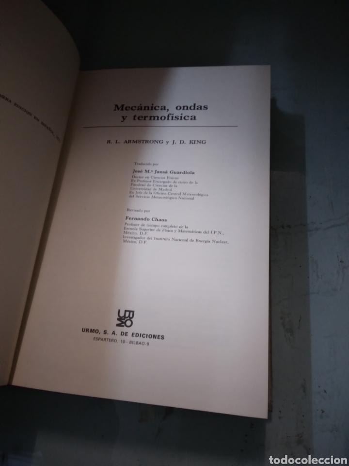 Libros: R.L. Armstrong, Mec&aacute;nica ondas y termofisica,Ediciones Urmo - Foto 2