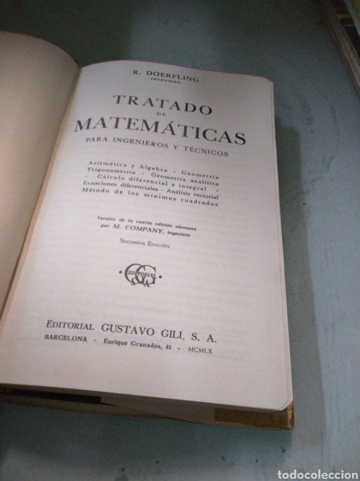Libros: R. DOERFLING, Tratado de matematicas, Gustavo Gili - Foto 2