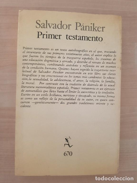 Libros: Primer testamento - Salvador P&aacute;niker - Foto 4