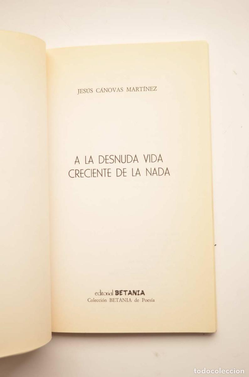 Libros: A la desnuda vida creciente de la nada - C&Aacute;NOVAS MART&Iacute;NEZ, Jes&uacute;s - Foto 2