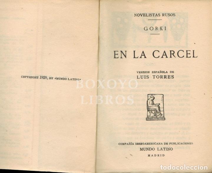 Libros: GORKI. En la c&aacute;rcel. Versi&oacute;n espa&ntilde;ola de Luis Torres - Foto 2