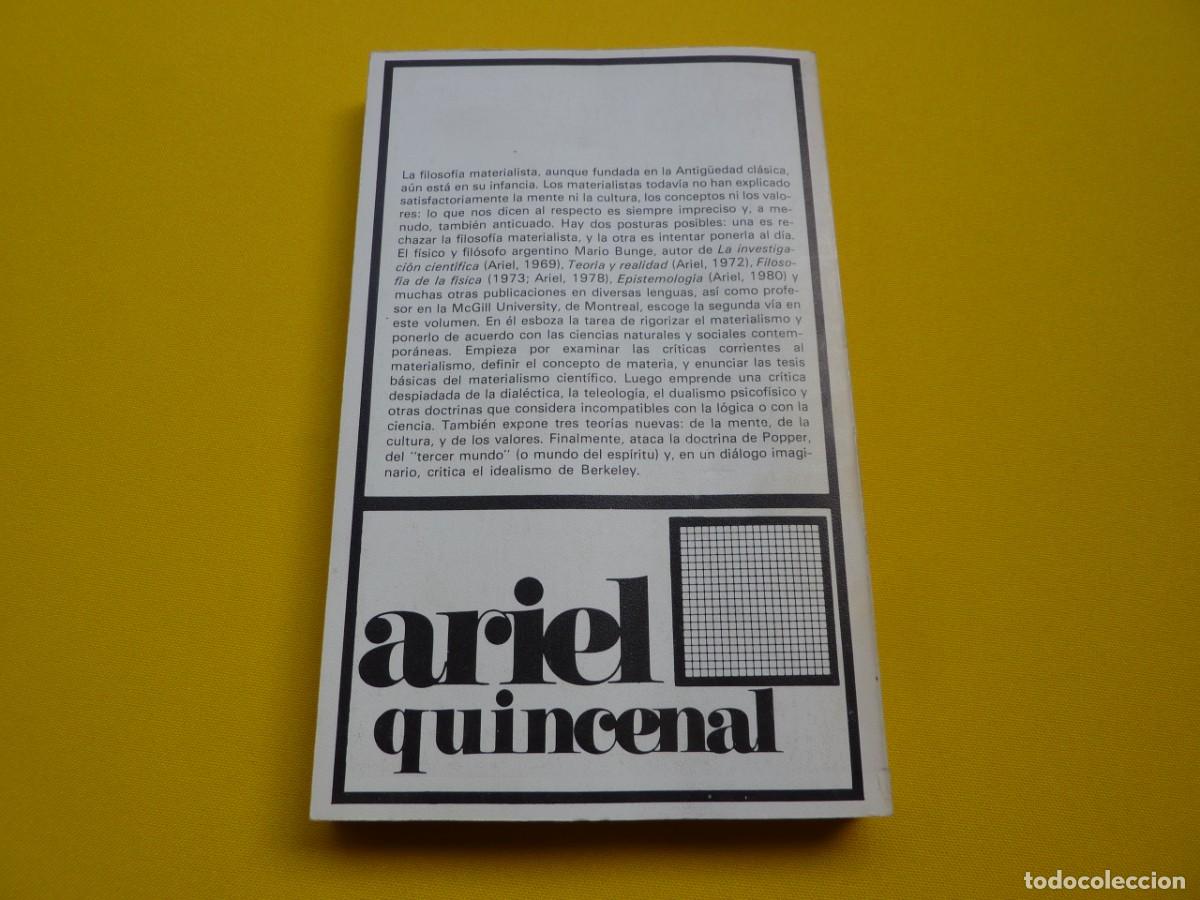 Libros: LIBRO MATERIALISMO Y CIENCIA - Mario Bunge - Ariel - 1981 - Foto 3