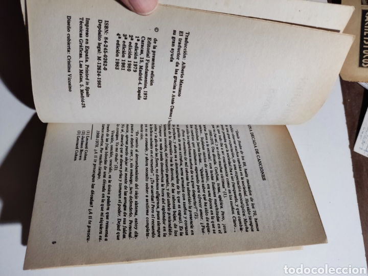 Libros: Libro canciones Leonard Cohen 1983 - Foto 2