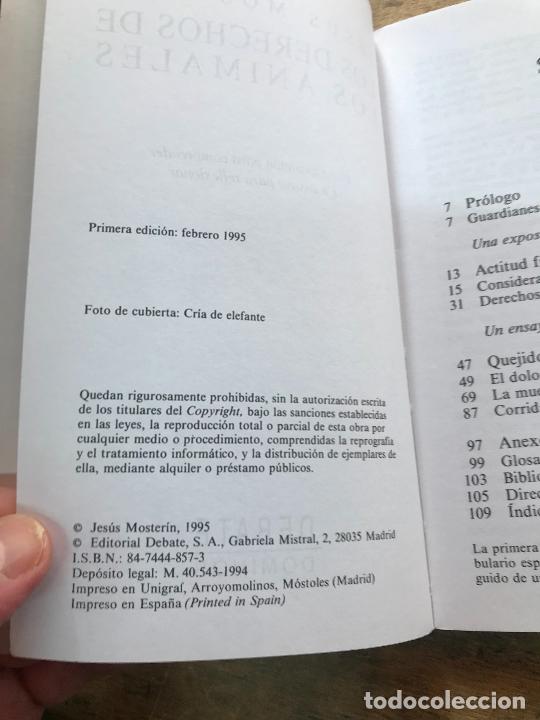 Libros: JES&Uacute;S MOSTER&Iacute;N. LOS DERECHOS DE LOS ANIMALES. - Foto 3