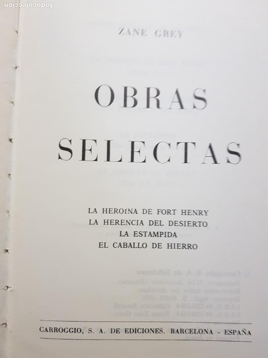 Libros: ZANE GREY - OBRAS SELECTAS - ED. GARROGGIO - A&Ntilde;O 1976 - Foto 5