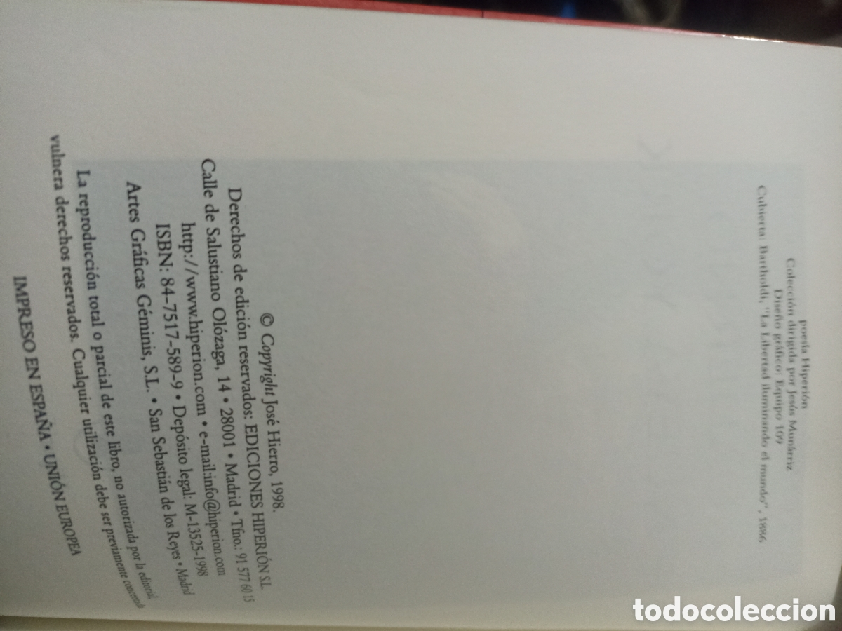 Libros: CUADERNO DE NUEVA YORK. - HIERRO, Jos&eacute;. - Foto 3