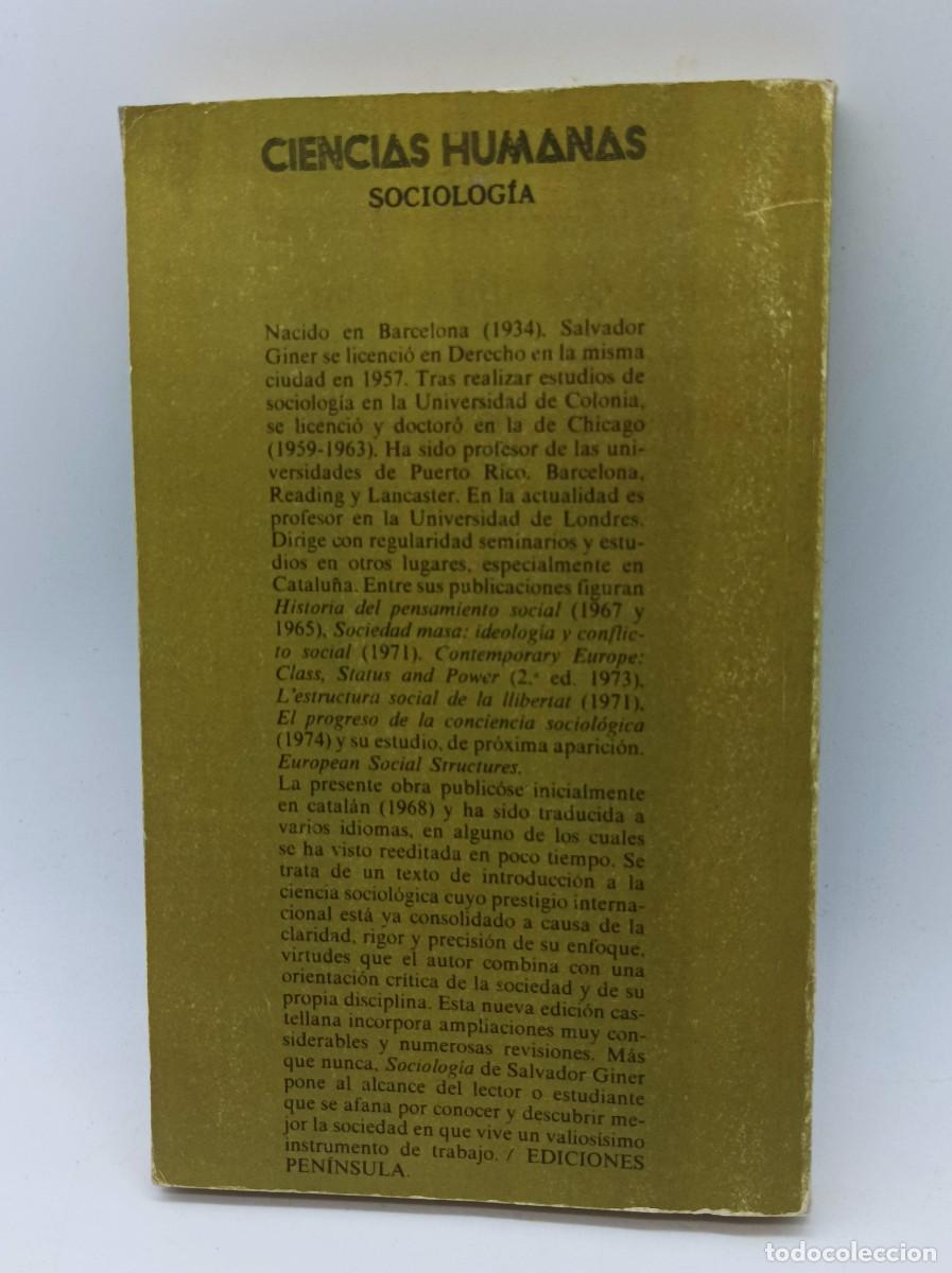 Libros: SOCIOLOGIA -SALVADOR GINER - Foto 2