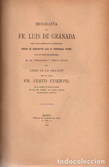 Libros: Biograf&iacute;a de Fr. Luis de Granada - Cuervo, Fr. Justo - Foto 1