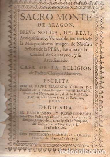 Libri di seconda mano: Sacro Monte de Aragon - Garc&iacute;a de Palacios, Fernando/Padre... Predicador Mayor...