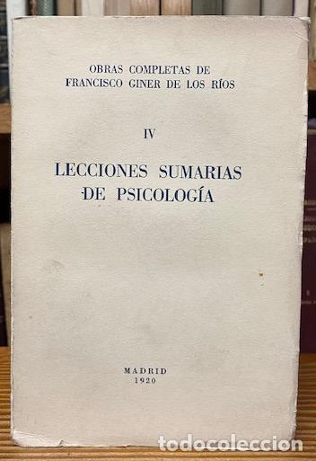 Libros: LECCIONES SUMARIAS DE PSICOLOGIA - GINER, Francisco - Foto 1