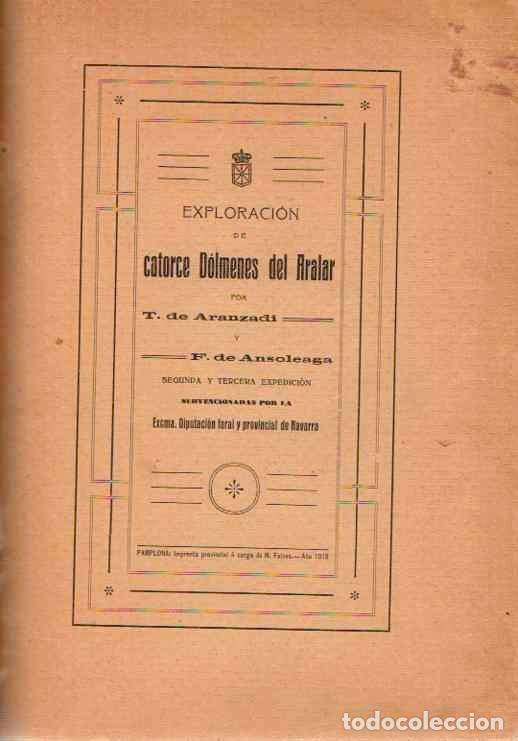 Libros: Exploraci&oacute;n de catorce d&oacute;lmenes del Aralar - Aranzadi, T. de / Ansoleaga,