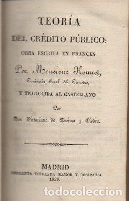 Libros: Teoria del credito publico - Mousieur Hennet