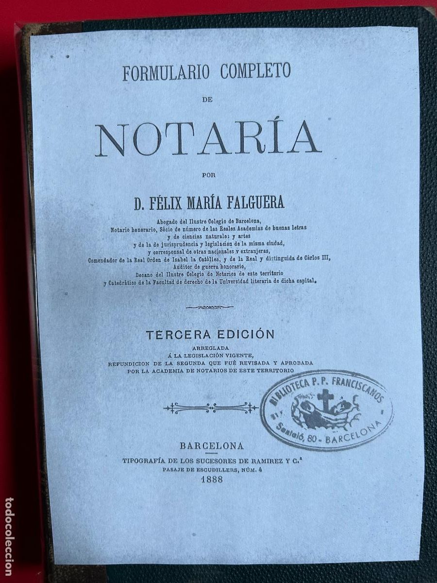 Libros: Formulario completo de notar&iacute;a - FALGUERA FELIX MARIA