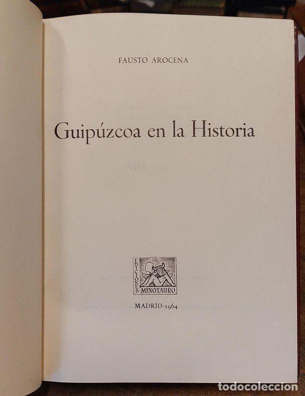 Libros: GUIPUZCOA EN LA HISTORIA. - AROCENA, Fausto. - Foto 2