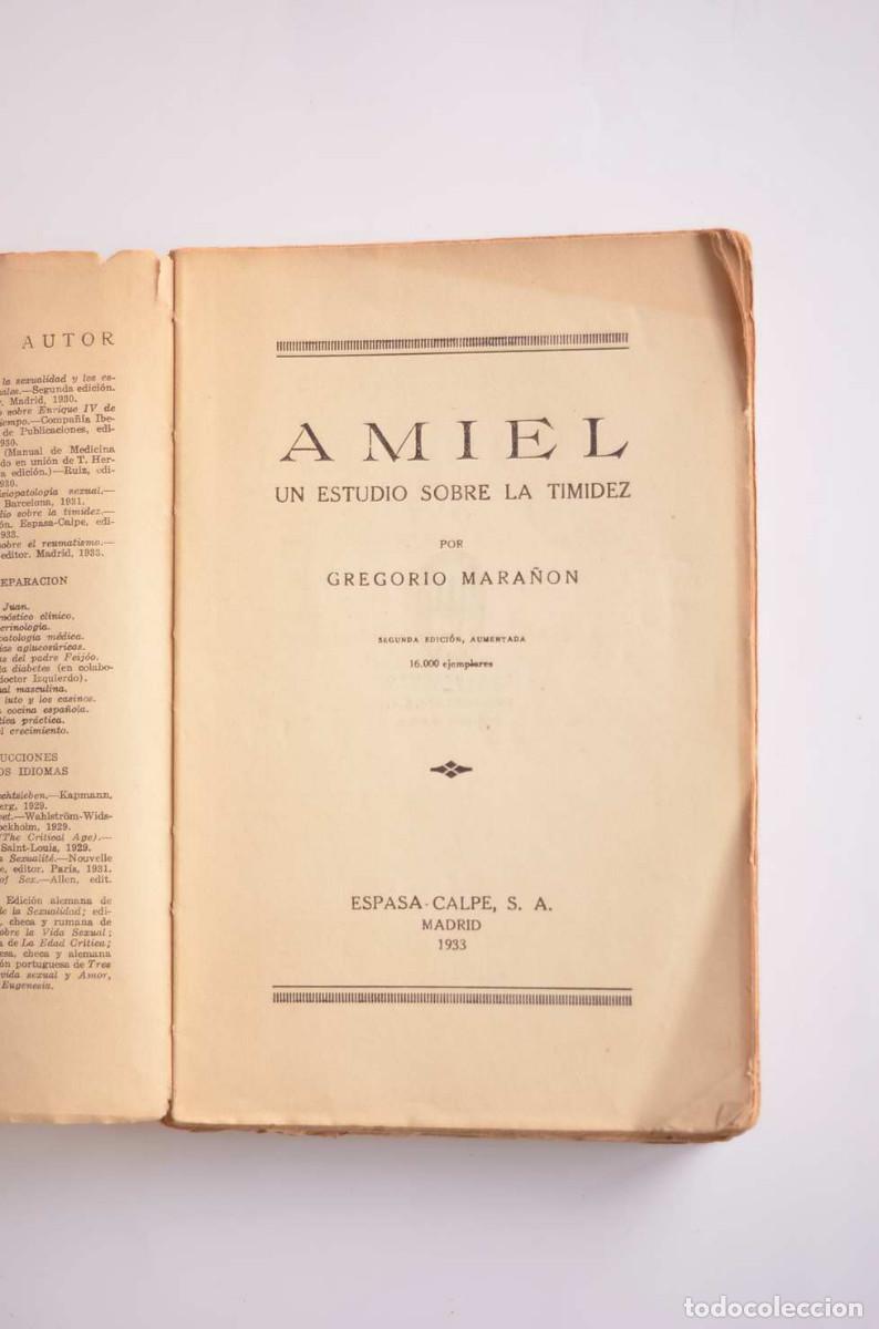 Libros: Amiel : un estudio sobre la timidez - MARA&Ntilde;&Oacute;N, Gregorio - Foto 3