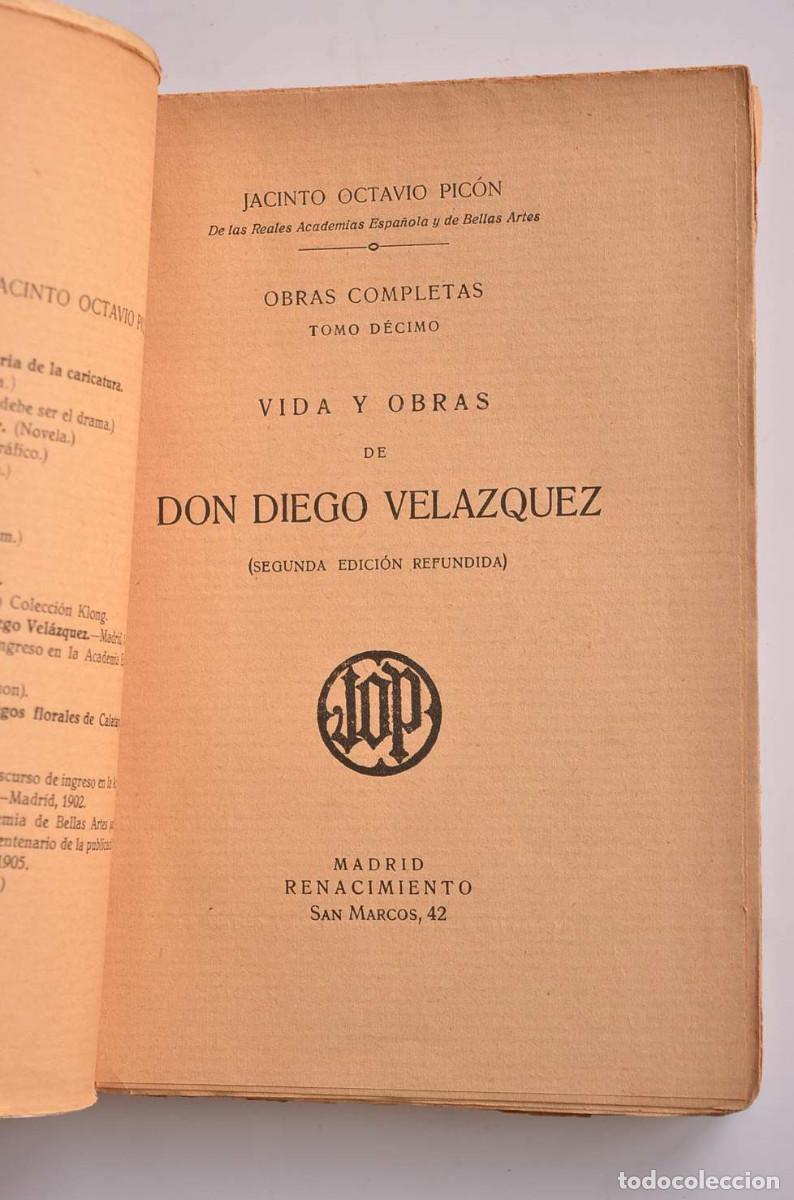 Libros: Vida y obras de Don Diego Vel&aacute;zquez - OCTAVIO PIC&Oacute;N, Jacinto - Foto 2