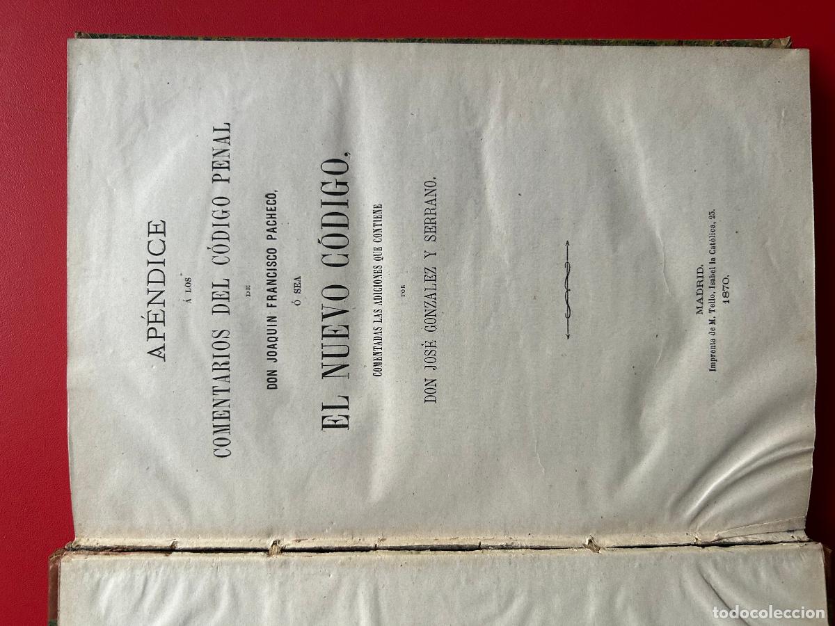 Libros: Ap&eacute;ndice &aacute; los comentarios del c&oacute;digo penal, &oacute; sea, El nuevo c&oacute;digo - PACHECO JOAQU&Iacute;N FRANCISCO - Foto 1