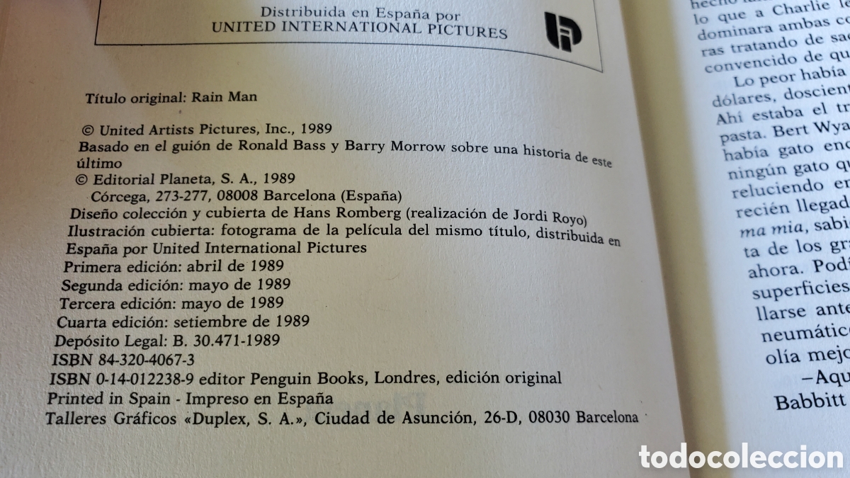 Libros: Rain Man El hombre de la lluvia - Planeta - Foto 3