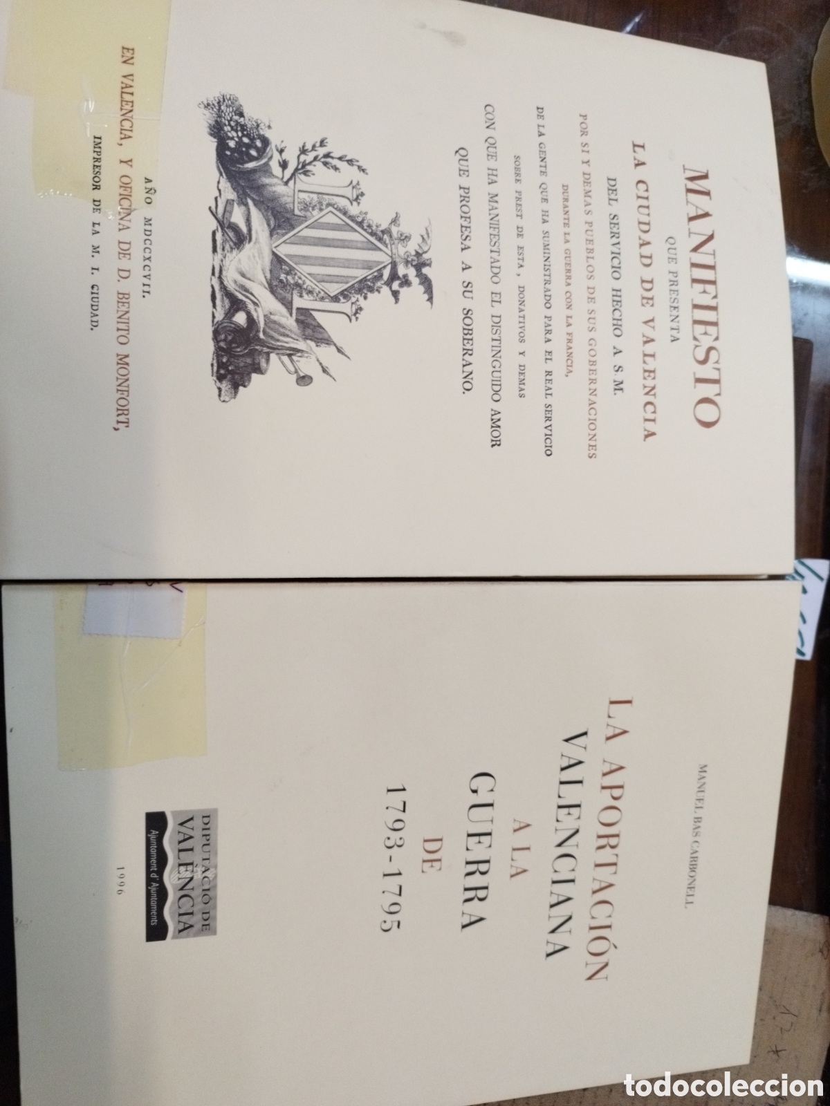 Libri di seconda mano: MANIFIESTO QUE PRESENTA LA CIUDAD DE VALENCIA. LA APORTACION VALENCIANA A LA GUERRA DE 1793-1795. Lo