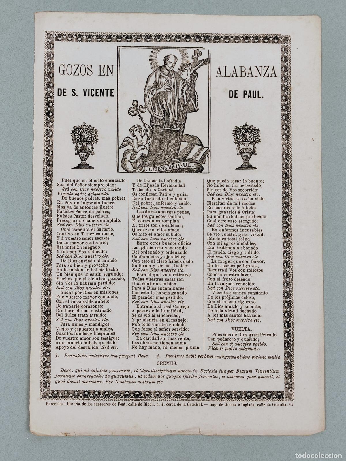 Libros: GOZOS EN ALABANZA DE S. VICENTE DE PAUL
