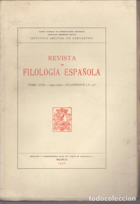 Livros em segunda m&atilde;o: REVISTA DE FILOLOGIA ESPA&Ntilde;OLA. TOMO LVII. 1974-1975. CUADERNOS 1&ordm;-4&ordm;