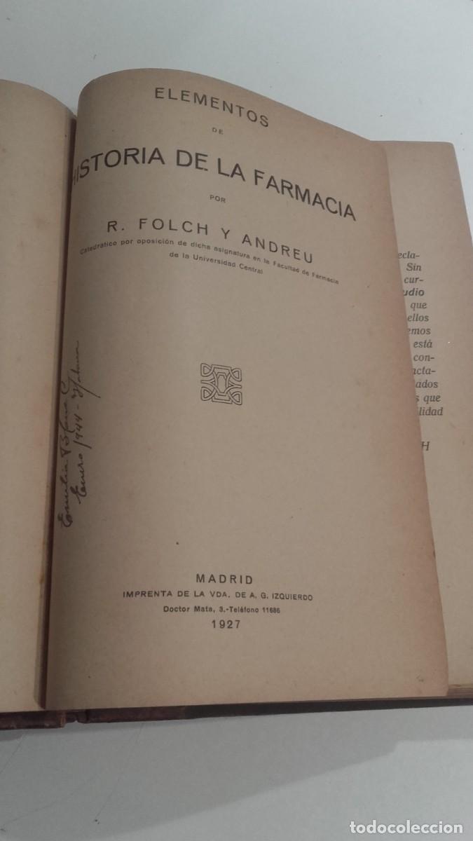 Libros: ELEMENTOS DE HISTORIA DE LA FARMACIA - FOLCH Y ANDREU , RAFAEL - Foto 5