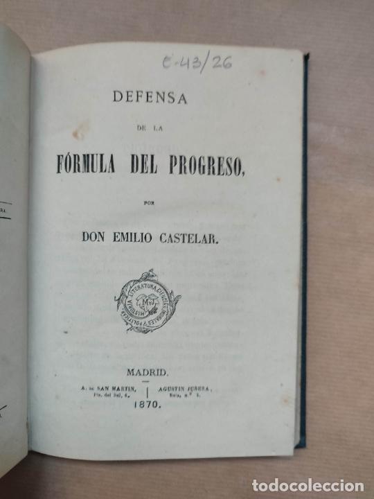 Libros: DEFENSA DE LA F&Oacute;RMULA DEL PROGRESO - &rdquo;Castelar, Emilio&rdquo; - Foto 1