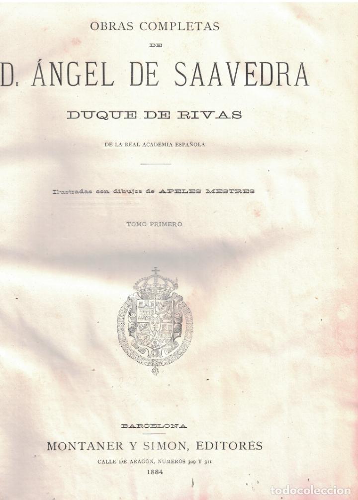 Libros: OBRAS COMPLETAS. 2 Tomos. - Saavedra. &Aacute;ngel de, (Duque de Rivas) - Foto 1