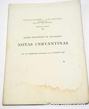 Libros: Notas cervantinas.- Fern&aacute;ndez de Navarrete, Mart&iacute;n - Foto 1