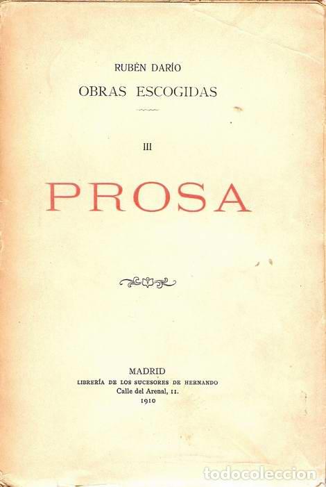 Libros: OBRAS ESCOGIDAS. III: PROSA - DAR&Iacute;O, Rub&eacute;n - Foto 1