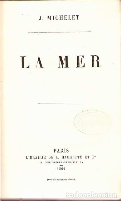 Libros: LA MER - MICHELET, J. - Foto 1