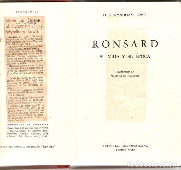 Libros: RONSARD. SU VIDA Y SU &Eacute;POCA - S/A - Foto 1